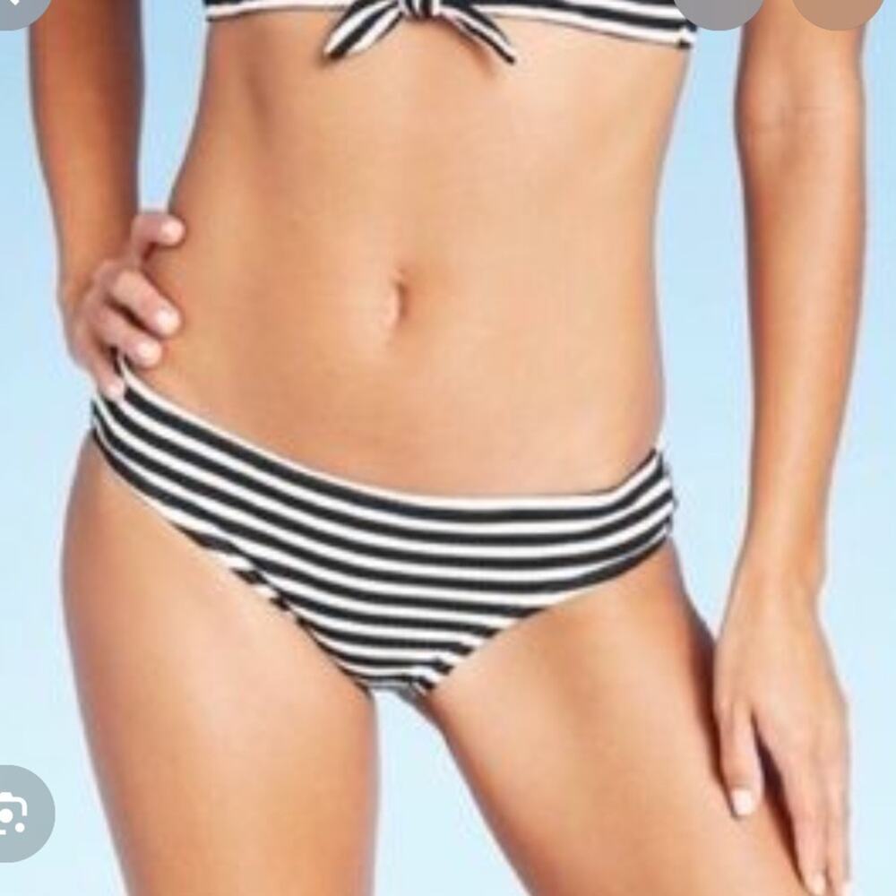 Xhilaration Black & White Striped Bikini Bottom